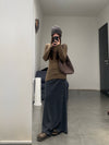 SWAYING 24 Autumn and Winter Wool Blended One-shoulder Lamb Leg Sleeve Top SW-SW24AW1T17-ZONG Brown SW-SW24AW1T13